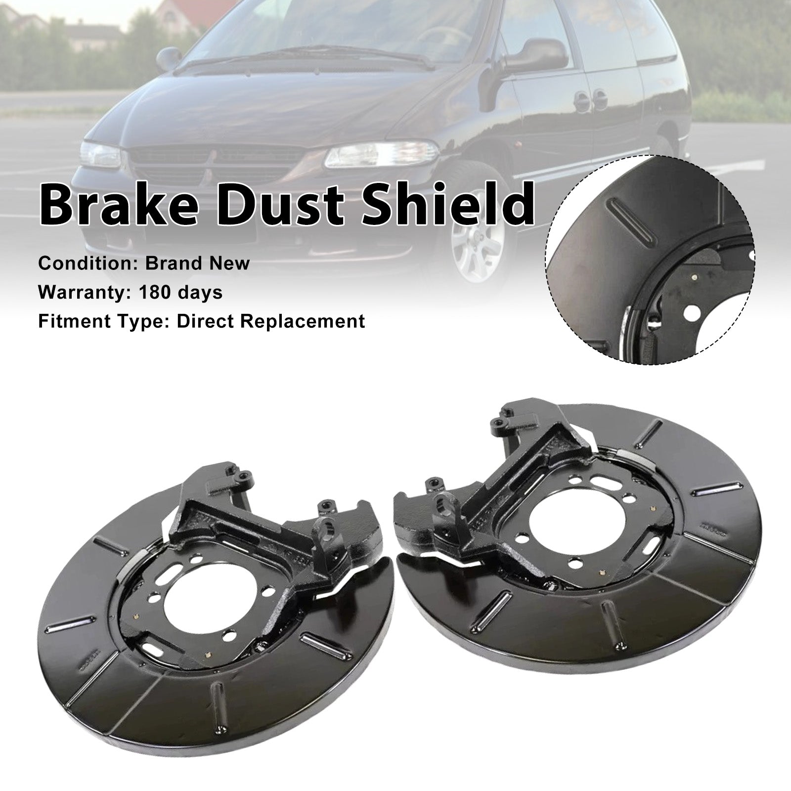 1996-2000 For CHRYSLER TOWN&COUNTRY 2PCS Rear Disc Brake Dust Shield Set 5073641AA