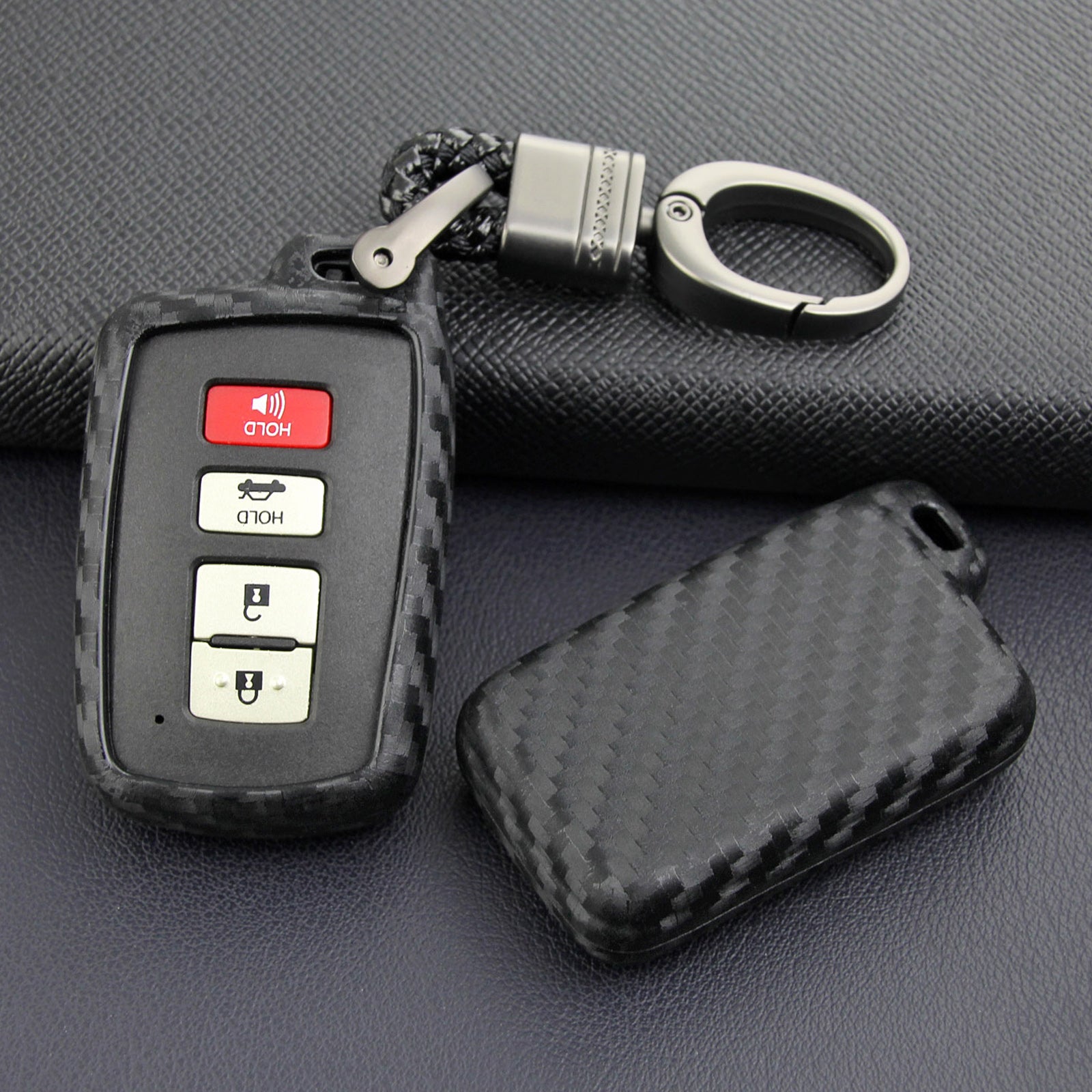 Leather Silicone Car Key Case Cover With Buckle For Toyota Highlander