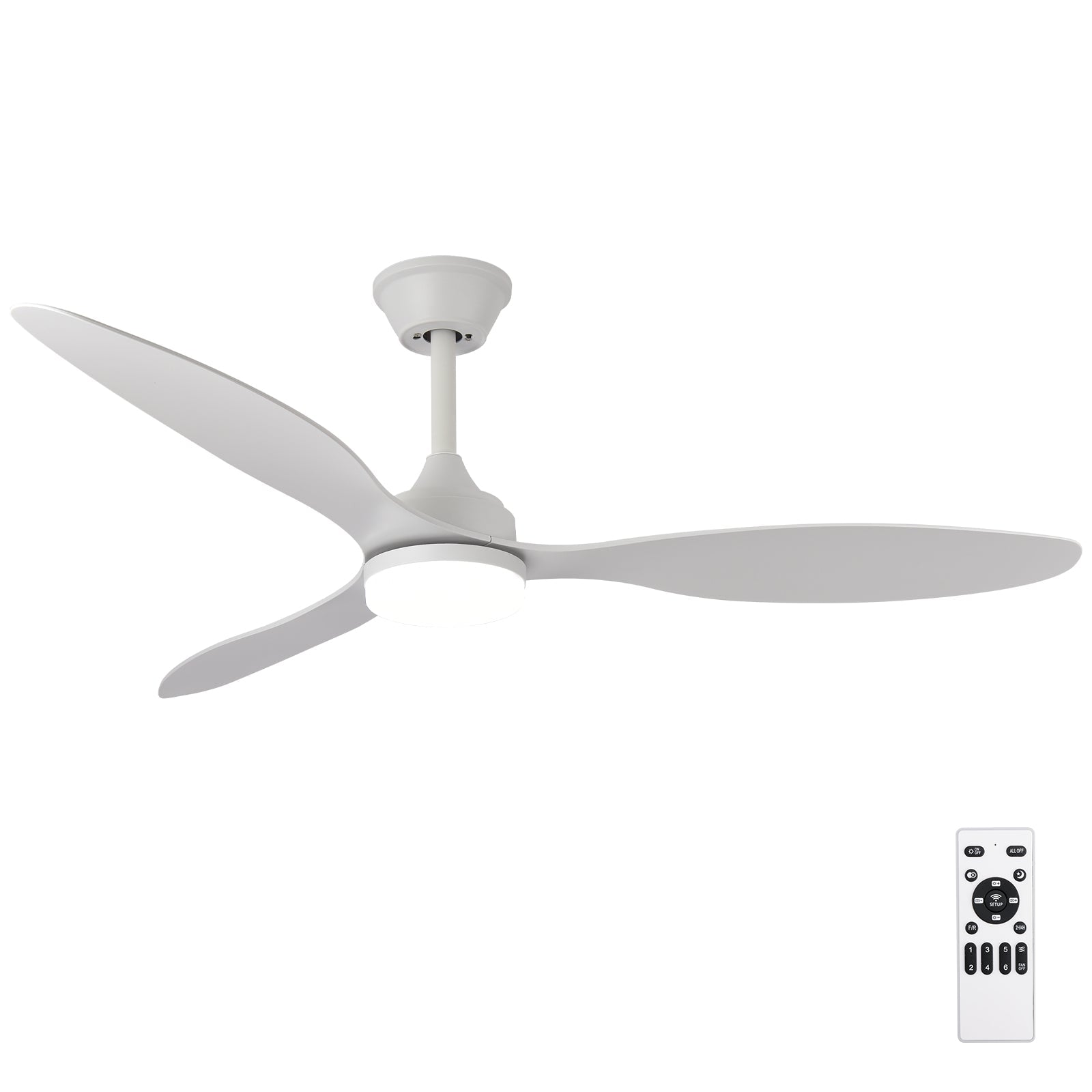 Modern 52" Pendant Ceiling Fan with Light Remote Quiet 6 Speeds Black White