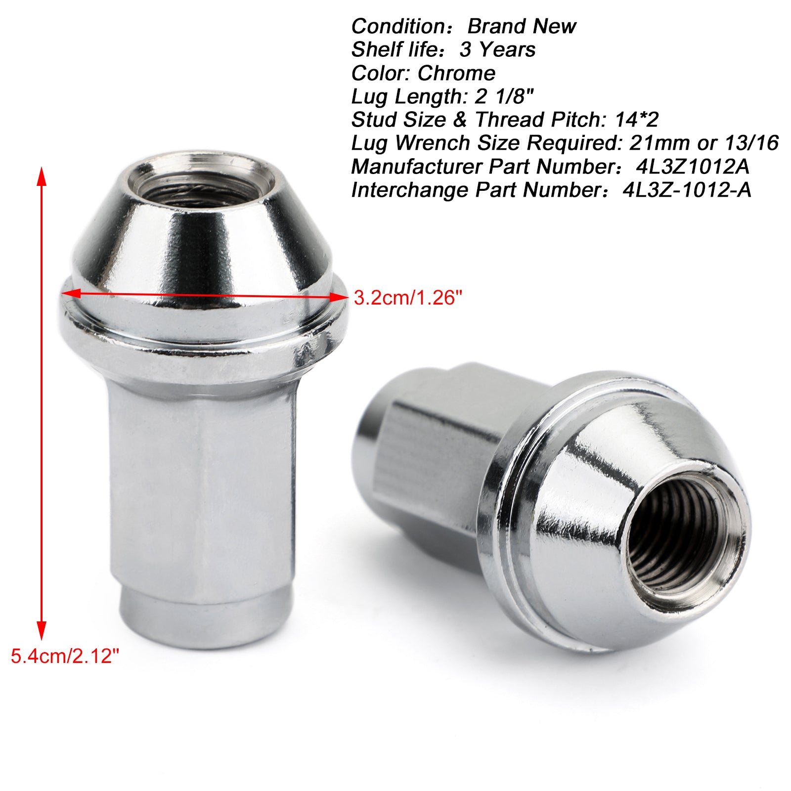 2004-2014 F150 (Will NOT fit F150 2015+) 24pcs 14x2 Carbon Steel Lugs Nuts 4L3Z-1012-A 4L3Z1012A