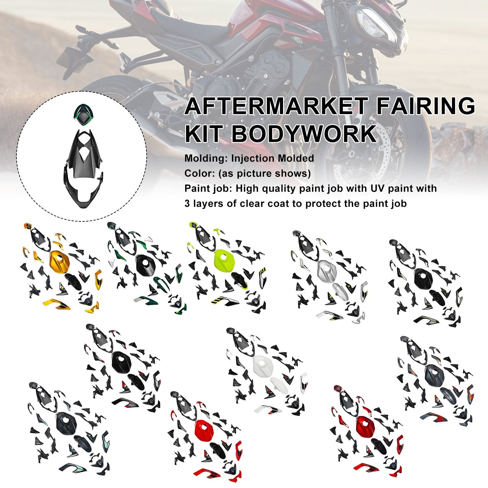 Injection Bodywork Fairing Kit for Street Triple 765 R/RS 2023-2025