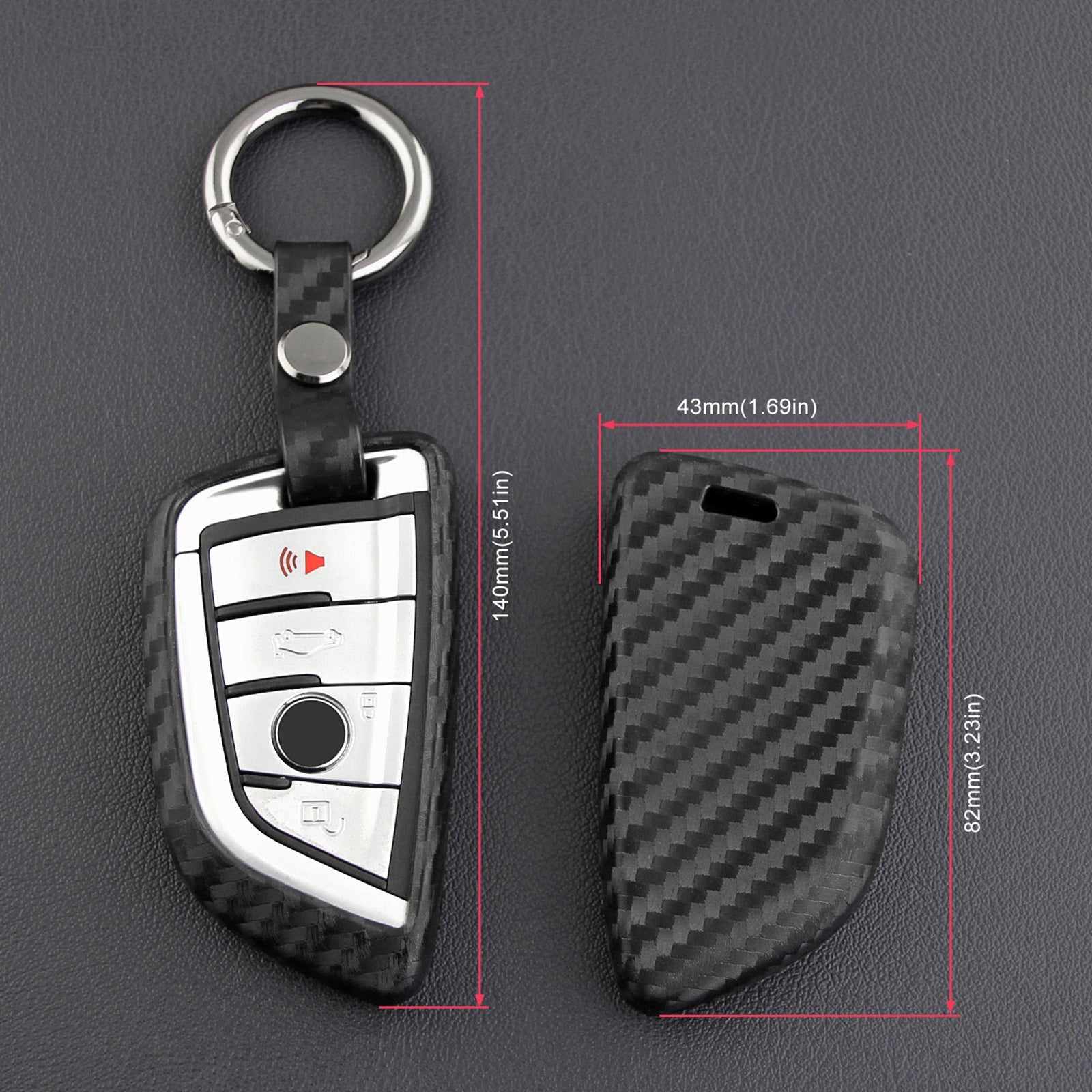 Leather Silicone Car Key Case Cover With Buckle For BMW