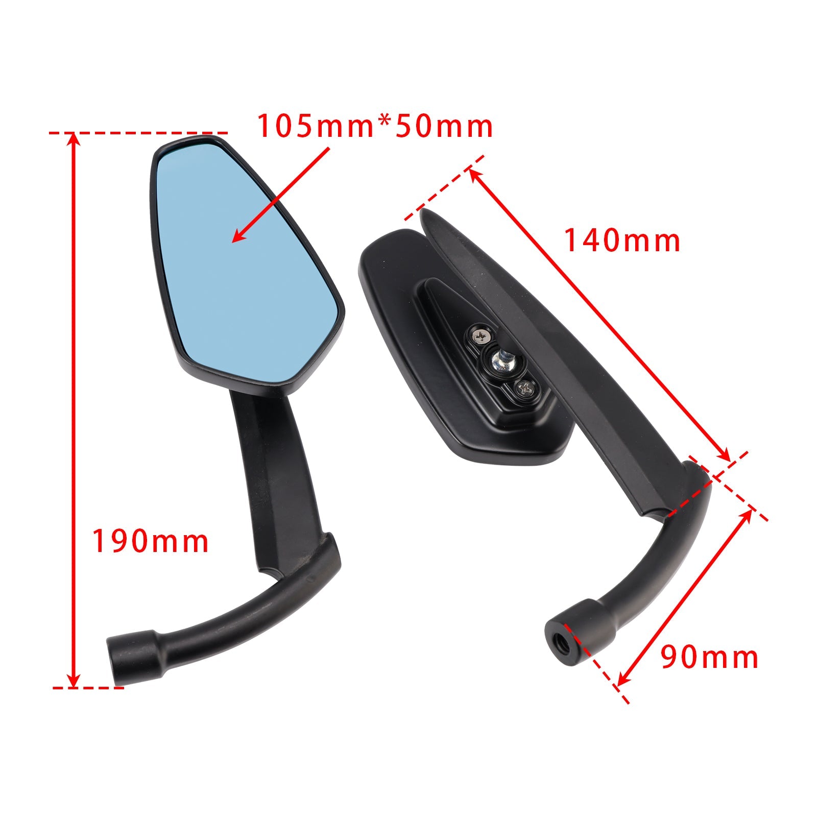 Custom Black Bladeshape Mirrors For Yamaha Chopper Midnight Roadliner Raider