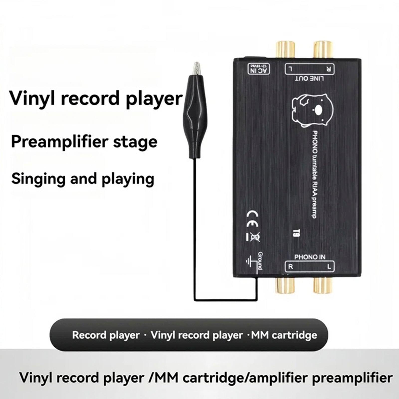 T9 Phono Preamp Preamplifier MM Phono Stage Preamp LP Vinyl Record Player