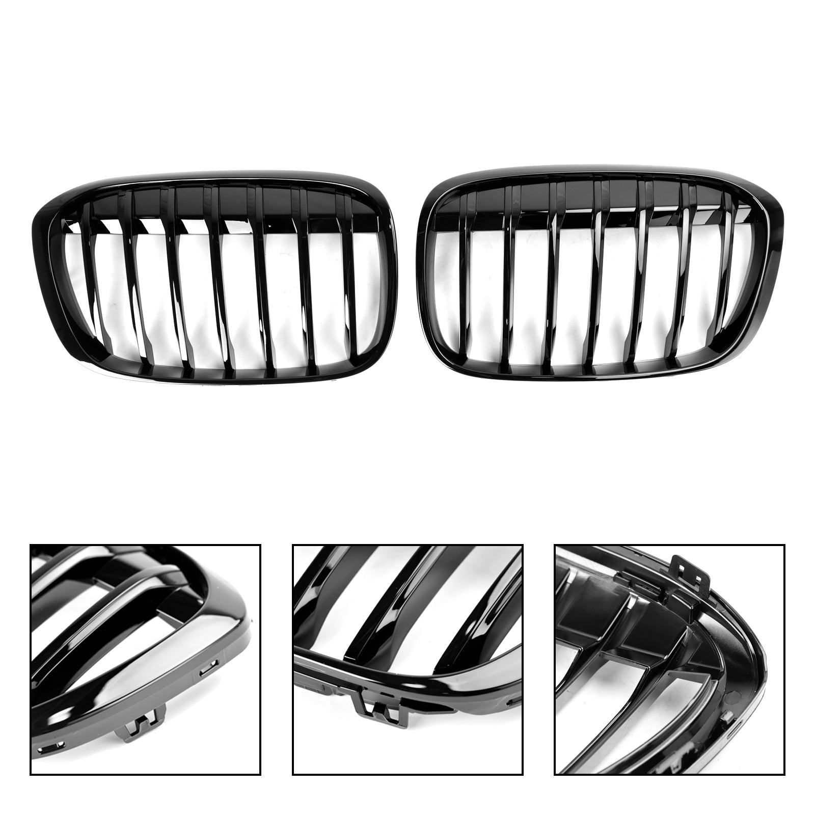 2016-2018 BMW X1 F48 F49 Gloss Black Front Kidney Grille Grill 2PCS