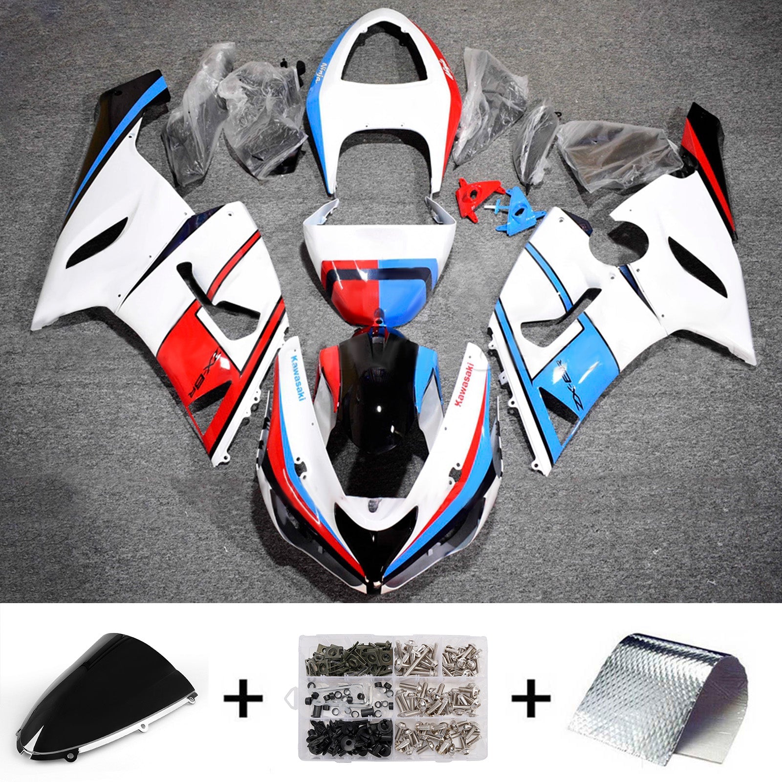 Injection Fairing Kit Bodywork Plastic ABS fit For Kawasaki ZX6R 636 2005-2006