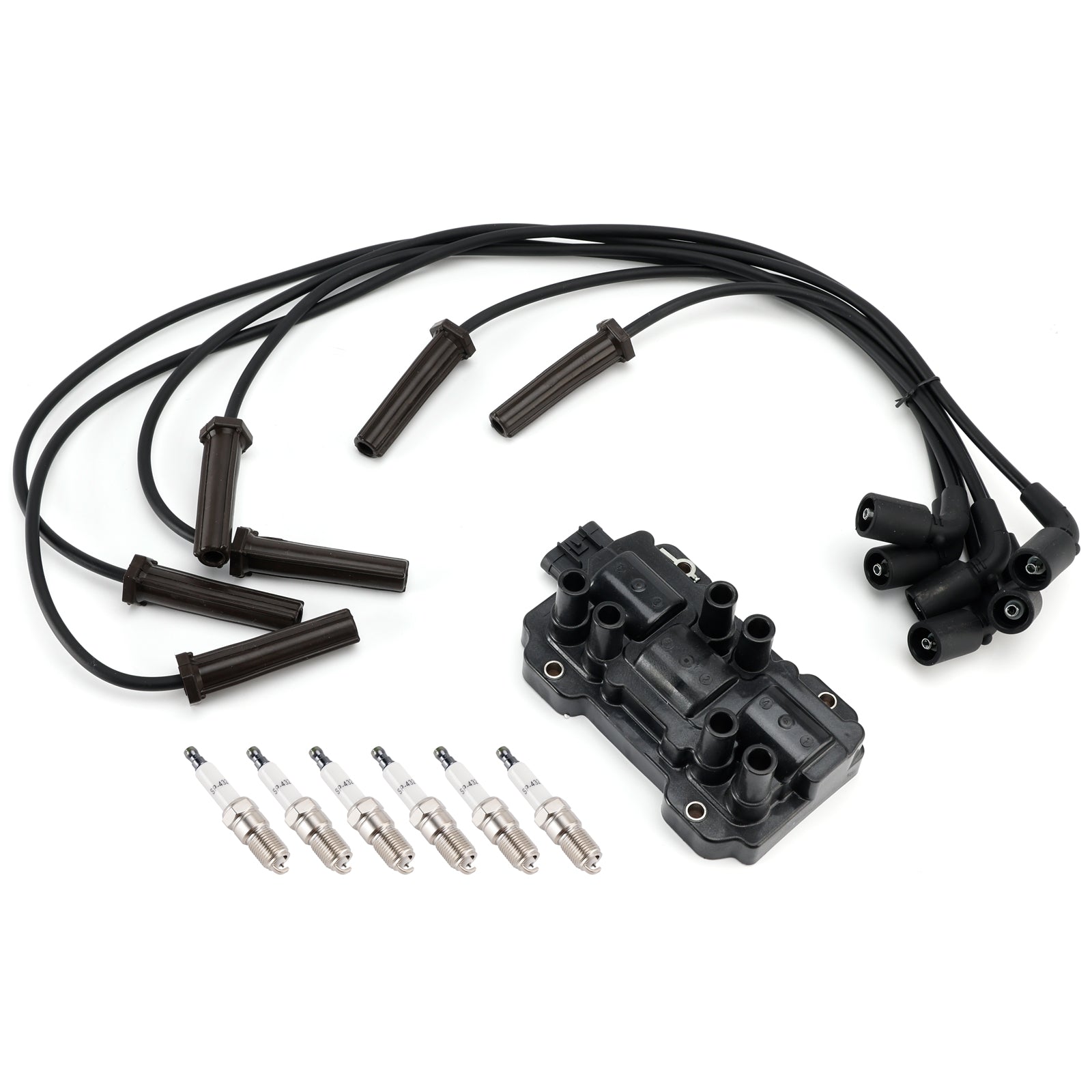 1x Ignition Coil + 6x Spark Plugs +6x Wire Pack UF434 For Chevrolet GMC Pontiac