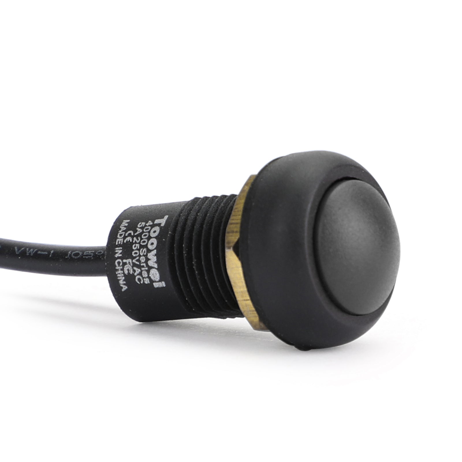 1Pcs Waterproof Momentary Reset ON/OFF Push Button Round Switch with Wire Black