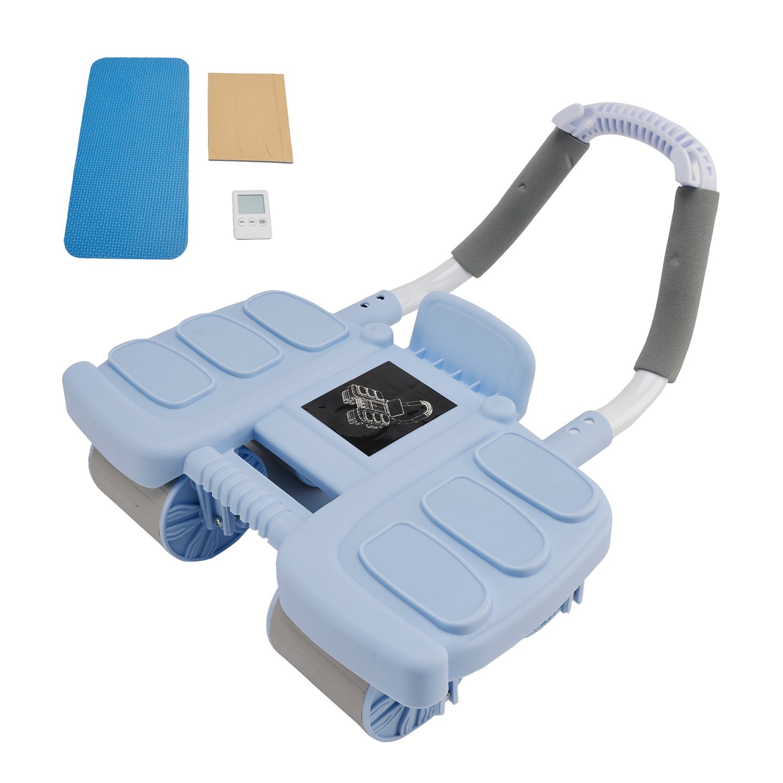 Perfect Core Trainer for Men & Women Automatic Rebound Ab Wheel with Elbow Support & 4-Wheel Stability – Includes Timer Portable Home Gym Equipment Blue
