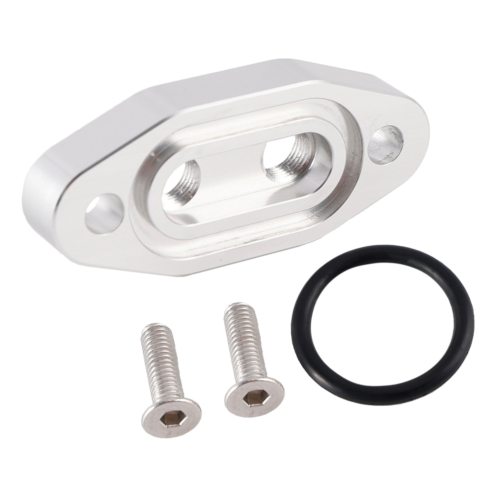Twin Turbo Dual 1/8" NPT Oil Feed Line Adapter Plate for LS1 LSX LS3 LS2 LQ4