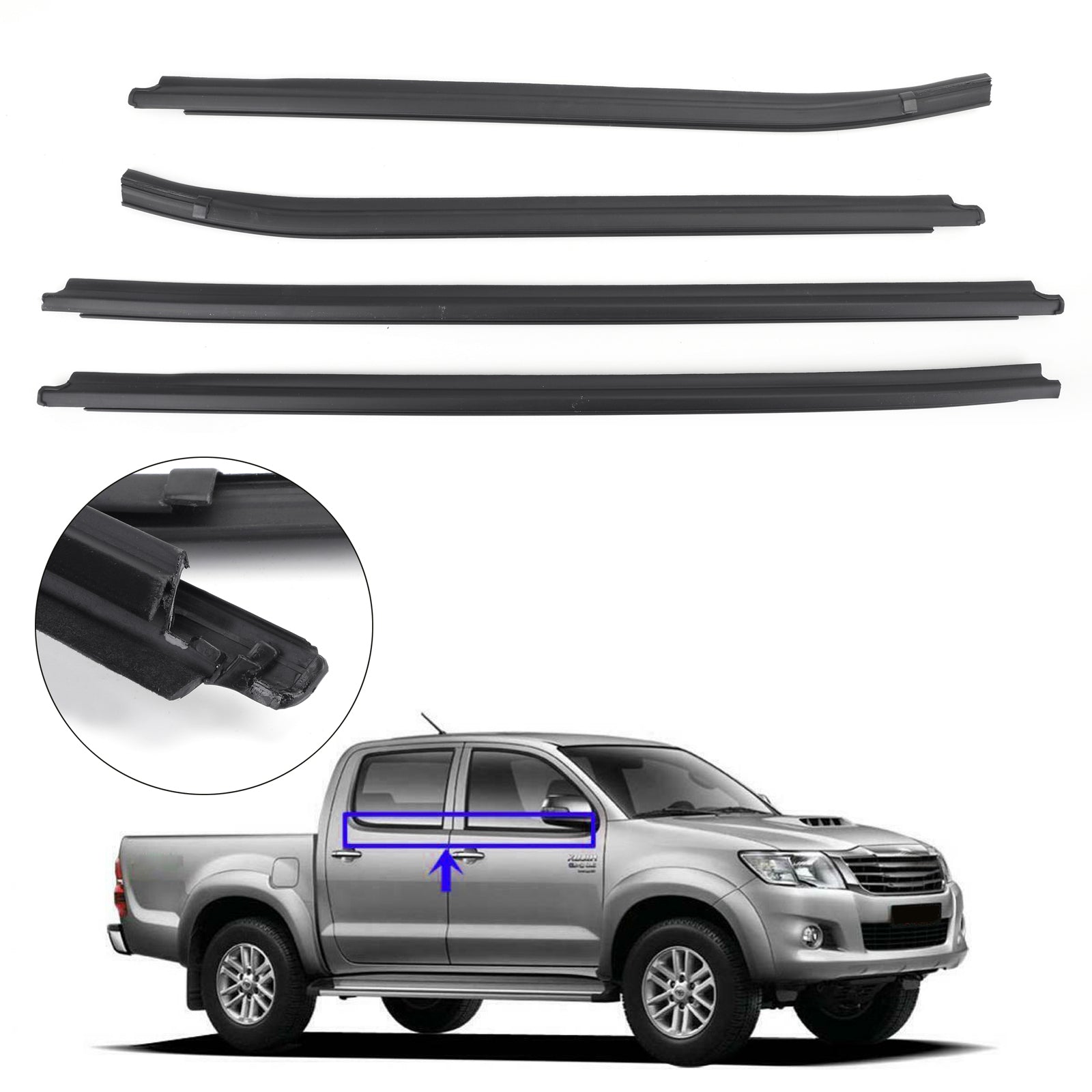 2005-2015 Toyota Hilux SR5/VIGO/MK6 PICKUP Rubber Door TGN16 GGN25 RH+LH Seal BS4 Glass