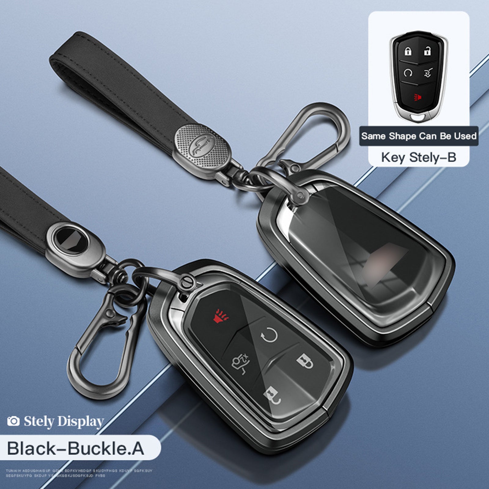 Aluminum Alloy TPU Black Car Key Case Cover With Buckle For Cadillac