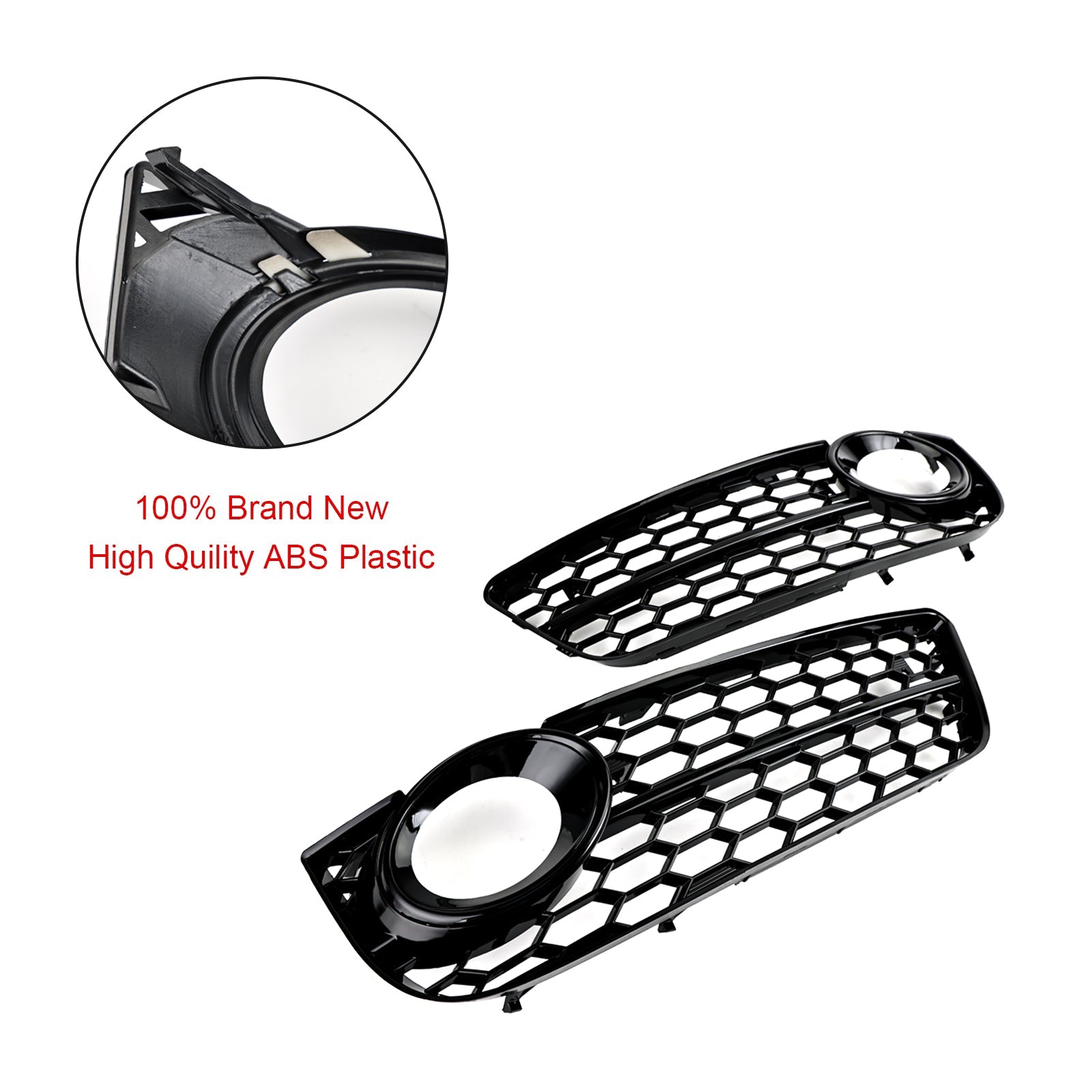 2007-2011 Audi A5 Pair Honeycomb Front Fog Lamp Cover Grille Grill 1522024