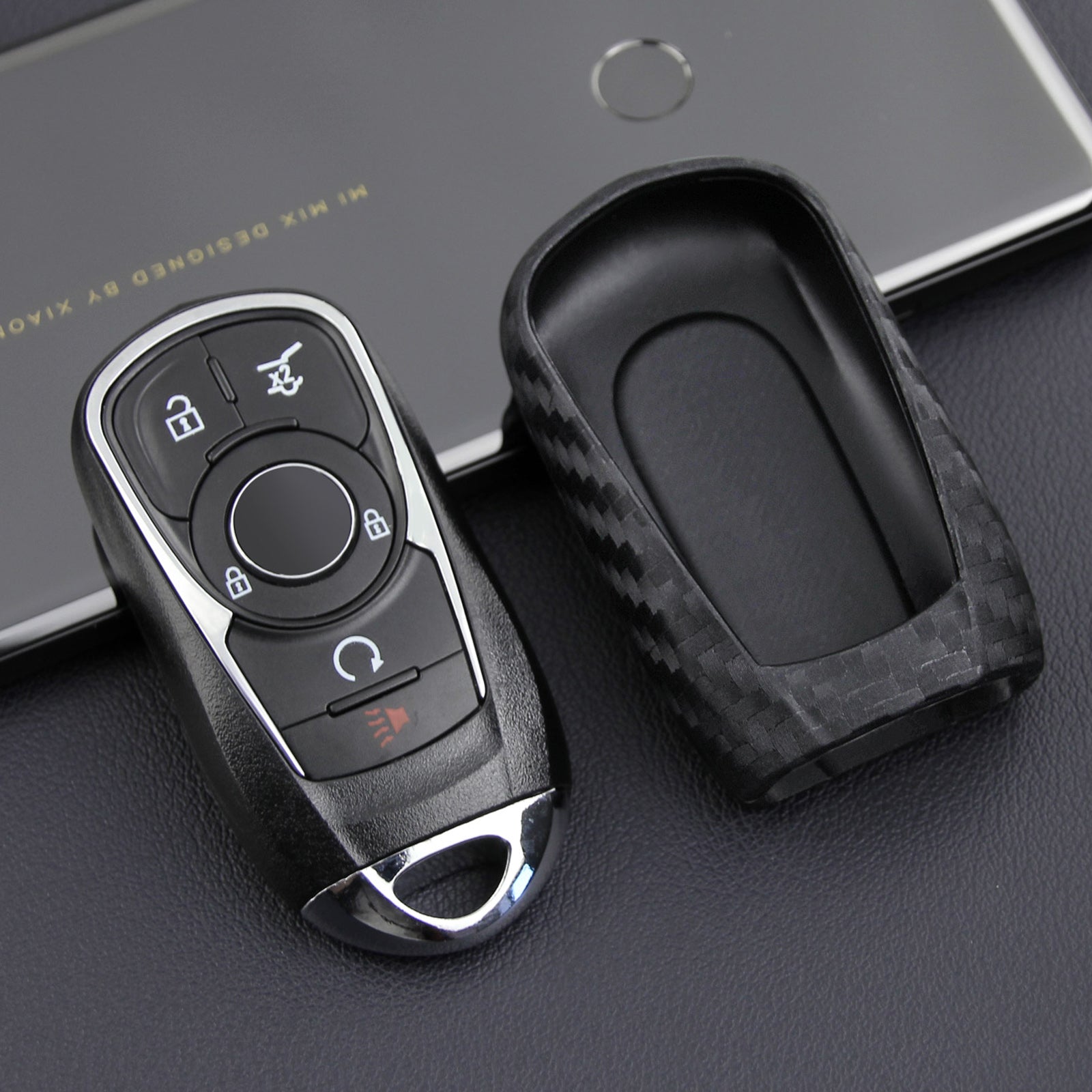 Leather Silicone Car Key Case Cover With Buckle For Buick
