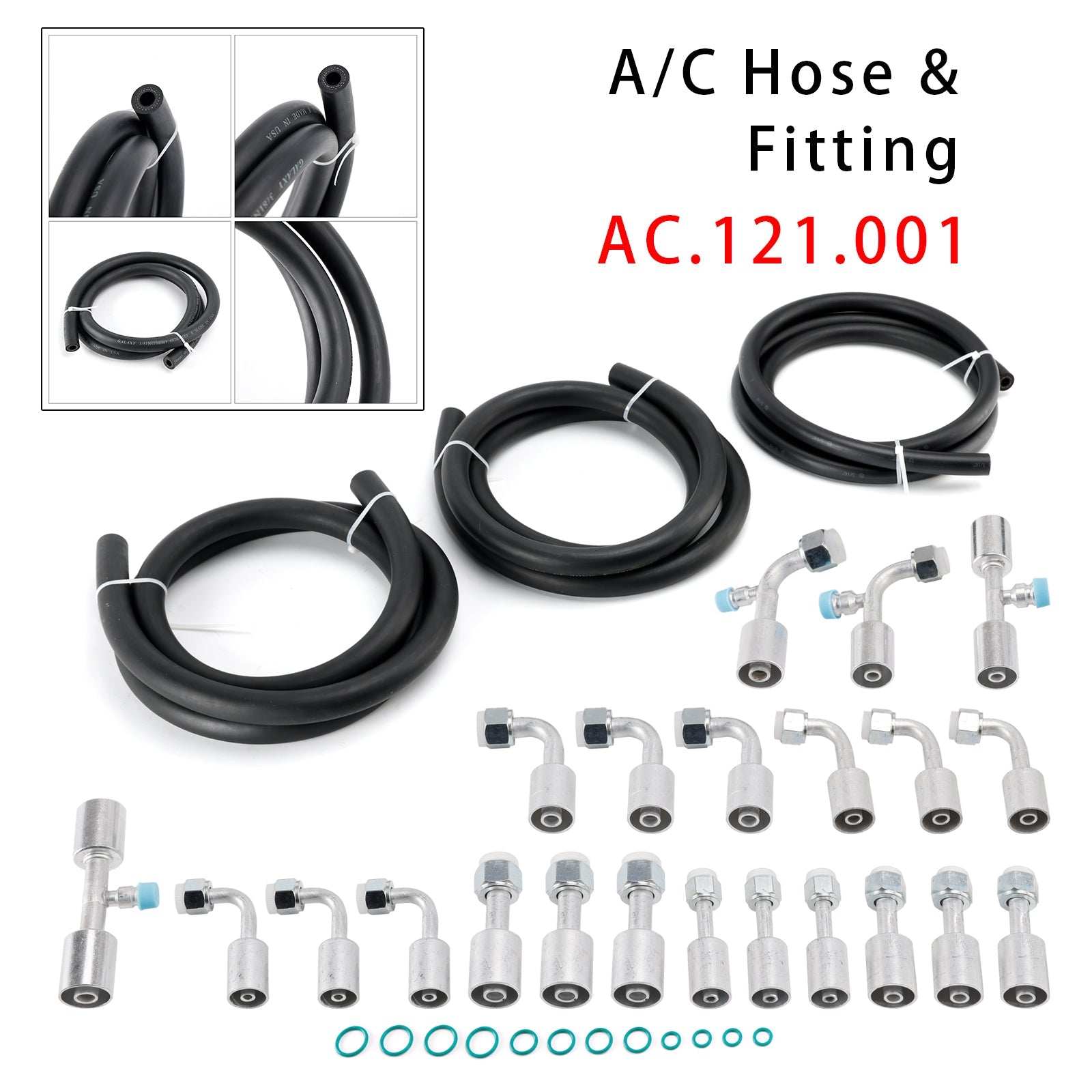 AC.121.001 Universal #6#8#10 A/C Hose Fitting 6.5ft For Custom Air Conditioning
