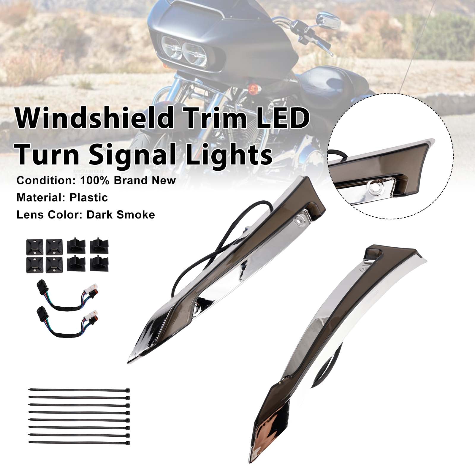 Windshield Trim LED Turn Signal Lights For Touring Road Glide 2014-2023