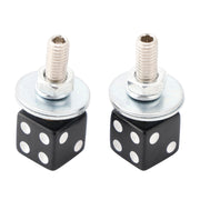 2x Custom DICE License Plate Bolt Screw Black Plastic Motorcycle Chopper Bobber