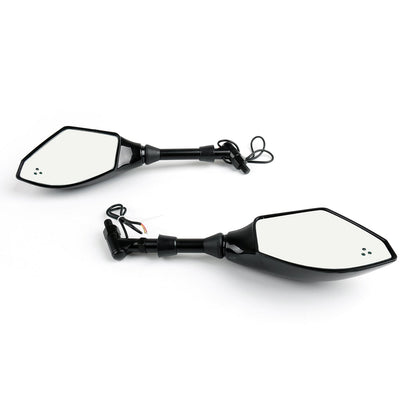 Pair 10mm Motorcycle LED Turn Signal Integrated Indicator Light Rearview Mirrors Generic