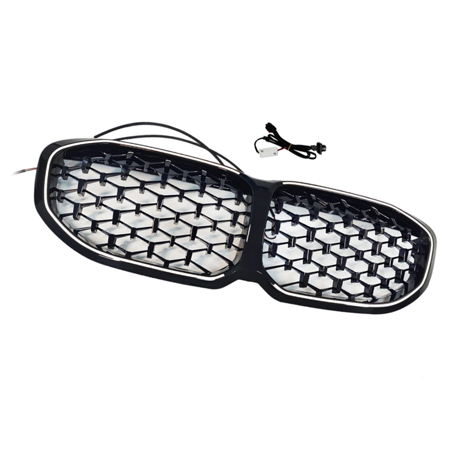 2019-2024 Fit BMW 1 Series F40 Diamond Front Kidney Grill Grille Gloss Black