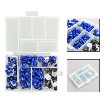 158Pcs Sportbike Windscreen Fairing Bolts Kit Fastener Clips Screws Blue