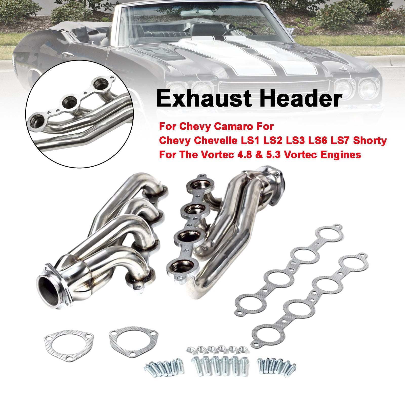 Header Manifold Exhaust Fit Chevy Chevelle Camaro LS1 LS2 LS3 LS6 LS7 Shorty