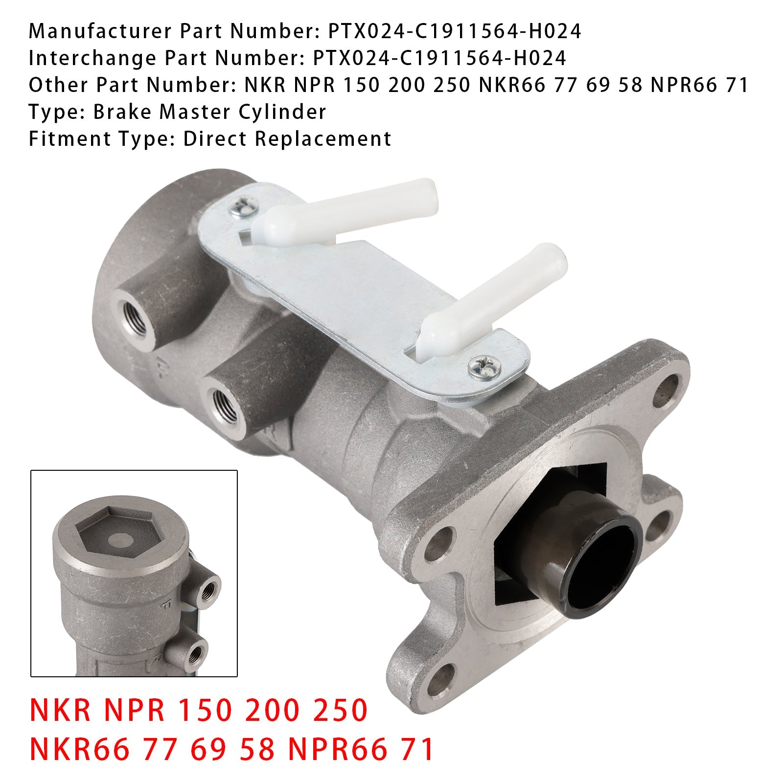 1996-2002 Isuzu NKR200 NKR NKR66 2 Door Truck 4.3L Diesel Brake Master Cylinder PTX024-C1911564-H024 NKR66