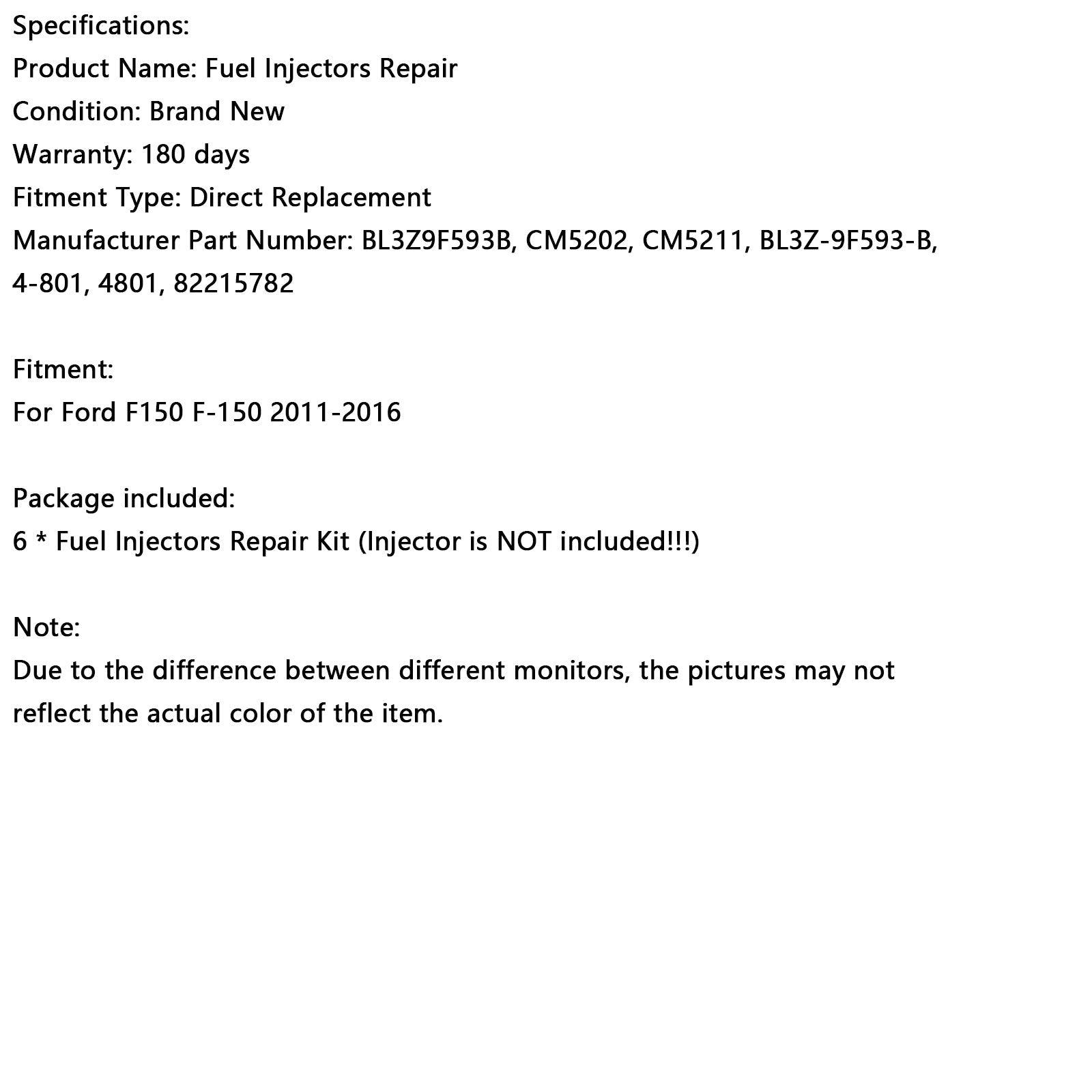 2011-2016 Ford F150 3.5L Turbo EcoBoost 6PCS Fuel Injector Repair Seal Kit