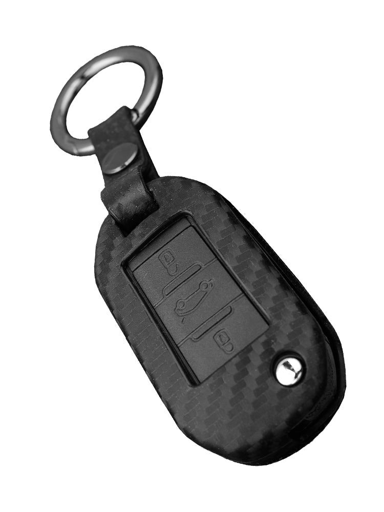 Leather Silicone Car Key Case Cover With Buckle For Peugeot
