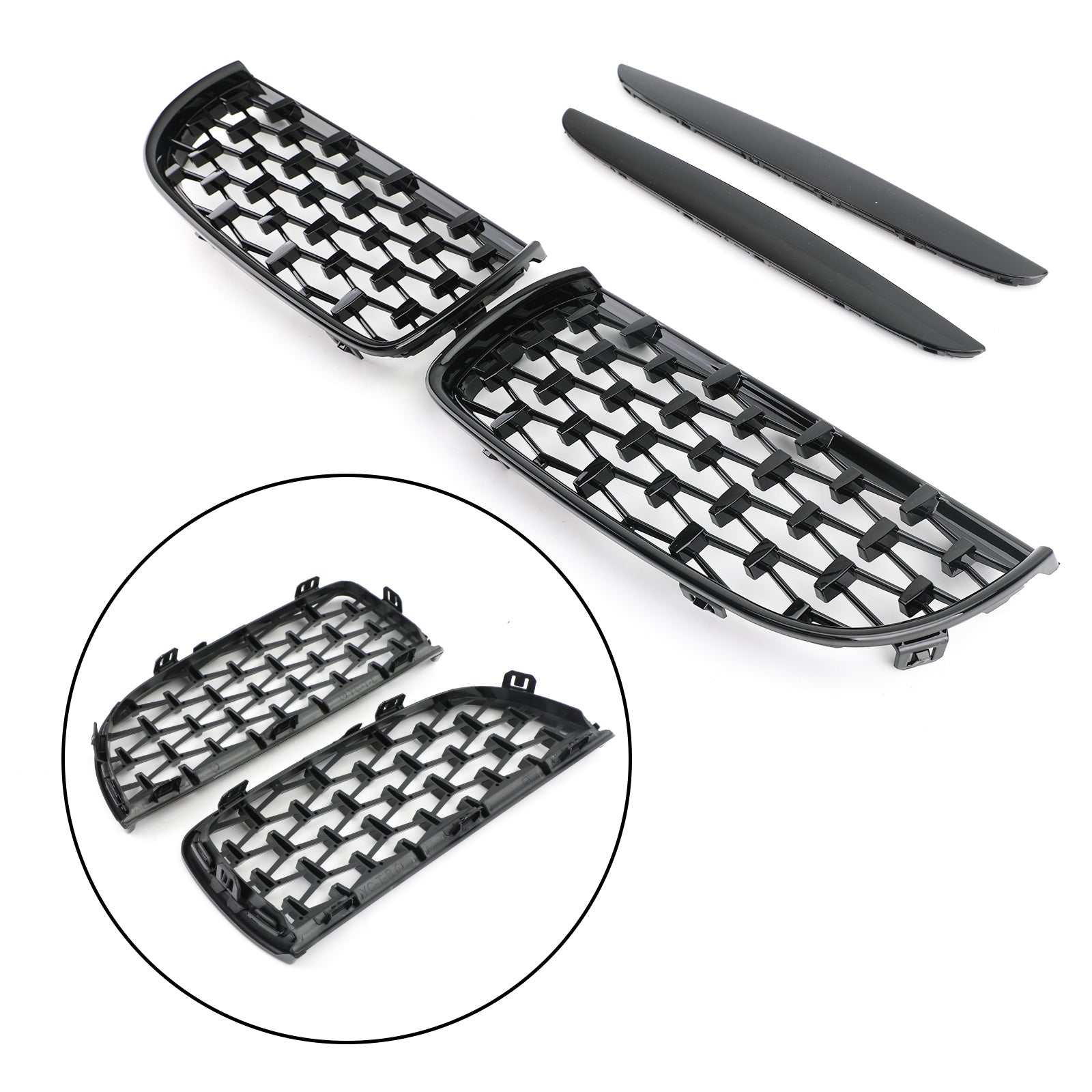 Meteor Black Kidney Grill Mesh Grille Fit for BMW E90 3 Series Sedan 2005-2008 51712151895 51712151896 51712151897 51712151898 Generic