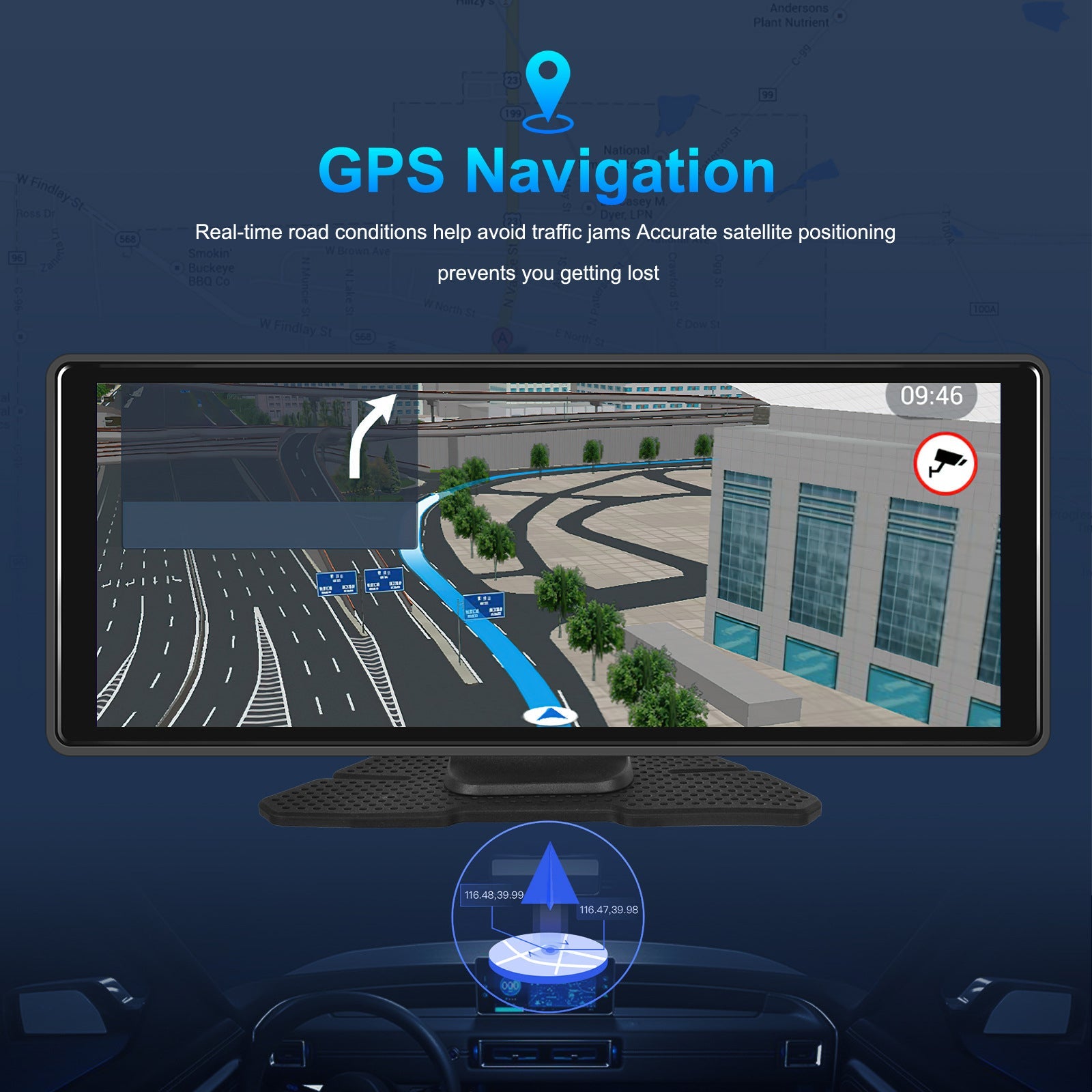 10.77"Bluetooth Car Navigation Carplay HD Large Touch Screen Recorder AHD Camera