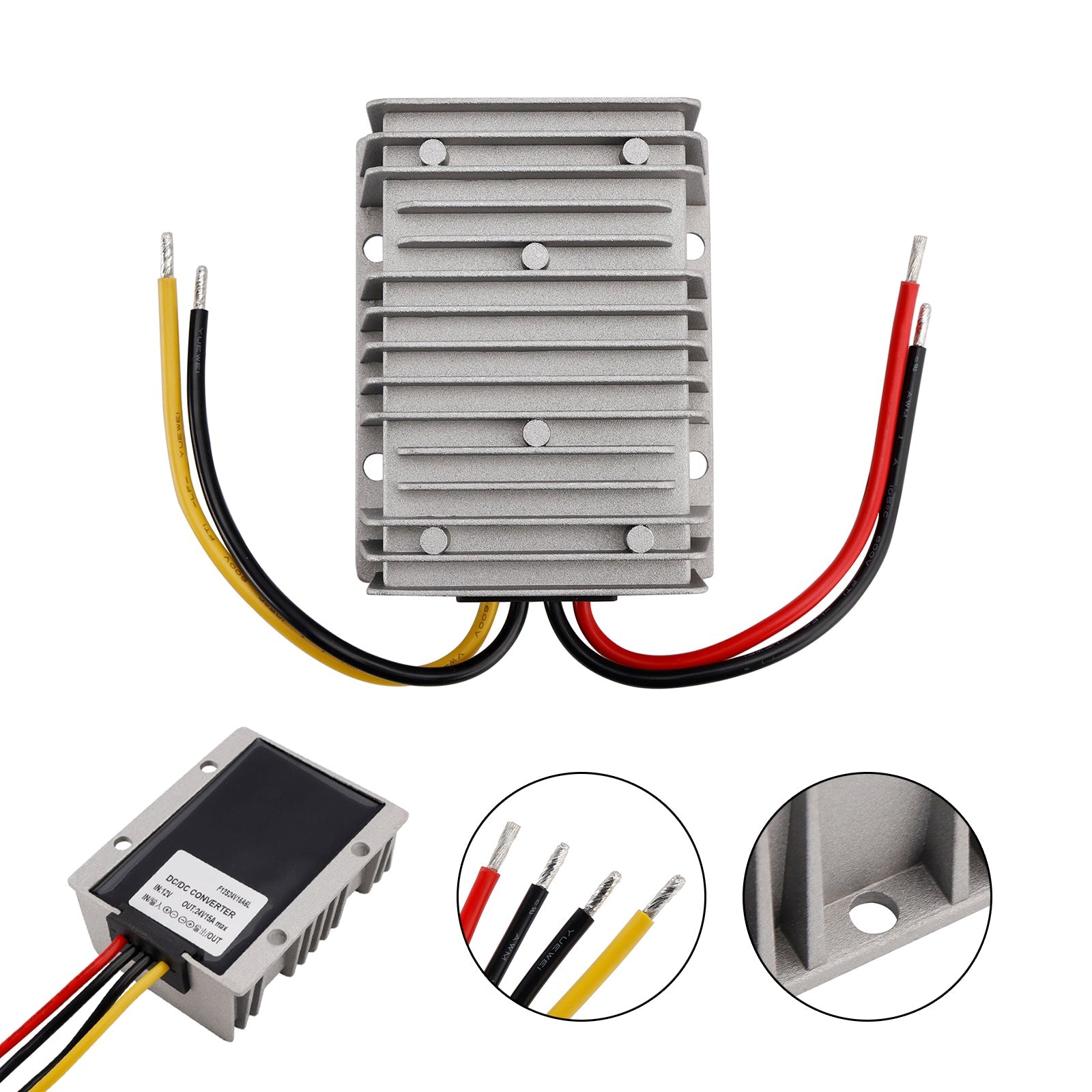 Waterproof DC 12V to 24V 360W 15A Step-Up Power Supply Converter Regulator