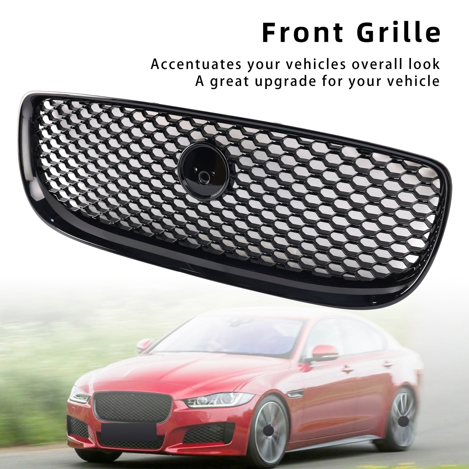 2015-2018 Jaguar XE Pre-Facelift Gloss Black Honeycomb Front Bumper Grille Grill