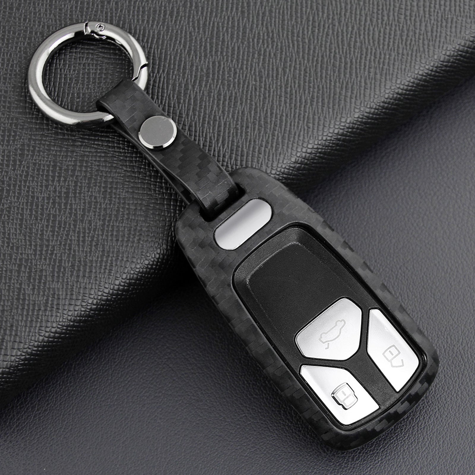 Leather Silicone Car Key Case Cover With Buckle For Audi