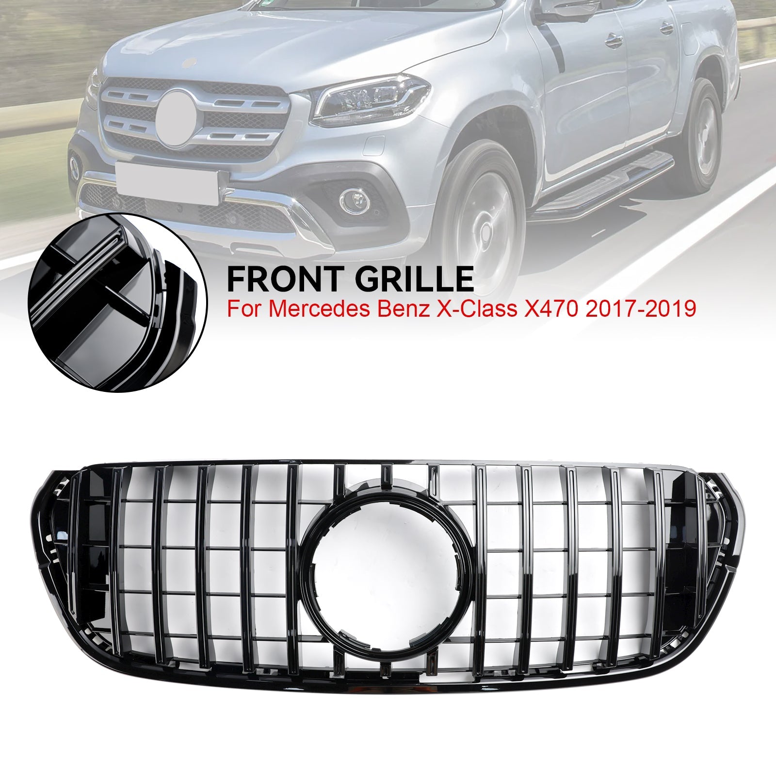 2017 2018 2019 Mercedes Benz X-Class X470 Black Front Bumper Grille Grill