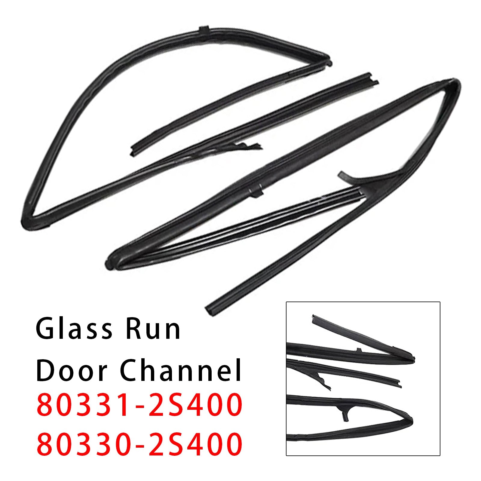 1998-2005 For Nissan Frontier 2PCS Door Glass Run Rubbers 80331-2S400+80330-2S400