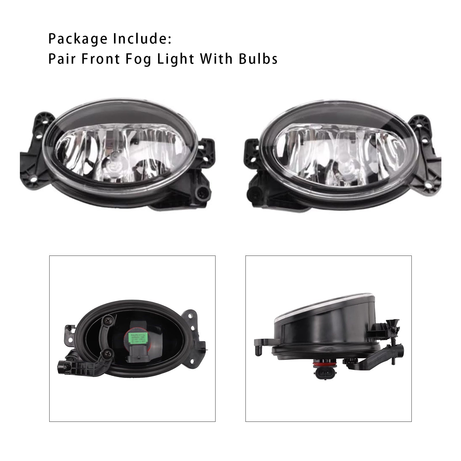2006-2009 Mercedes CLK-Class Pair Front Fog Light Lamps With Bulbs A1698201556 A1698201656