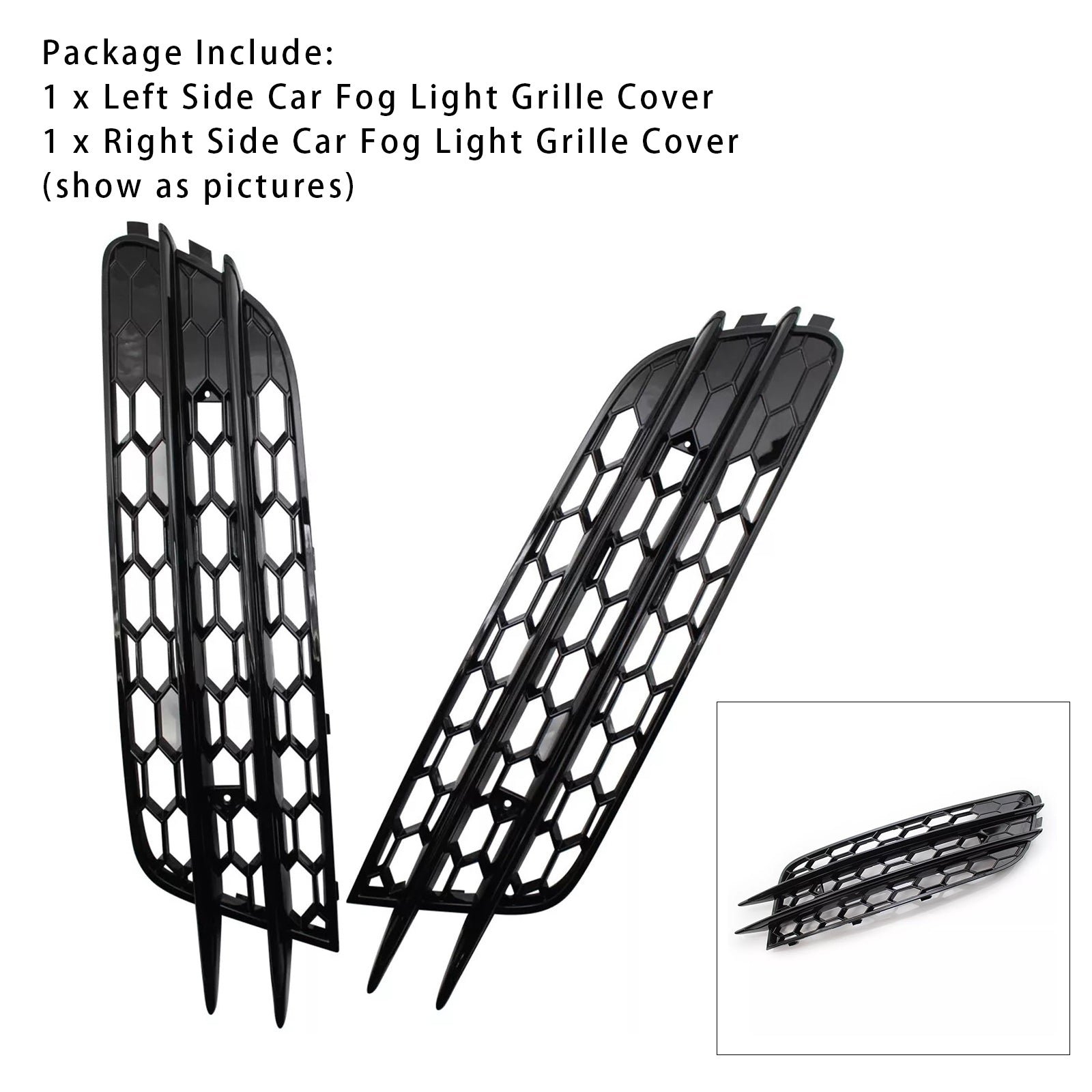 2012-2015 Audi A4 C7 Front Bumper Honeycomb Fog Grille Cover Black
