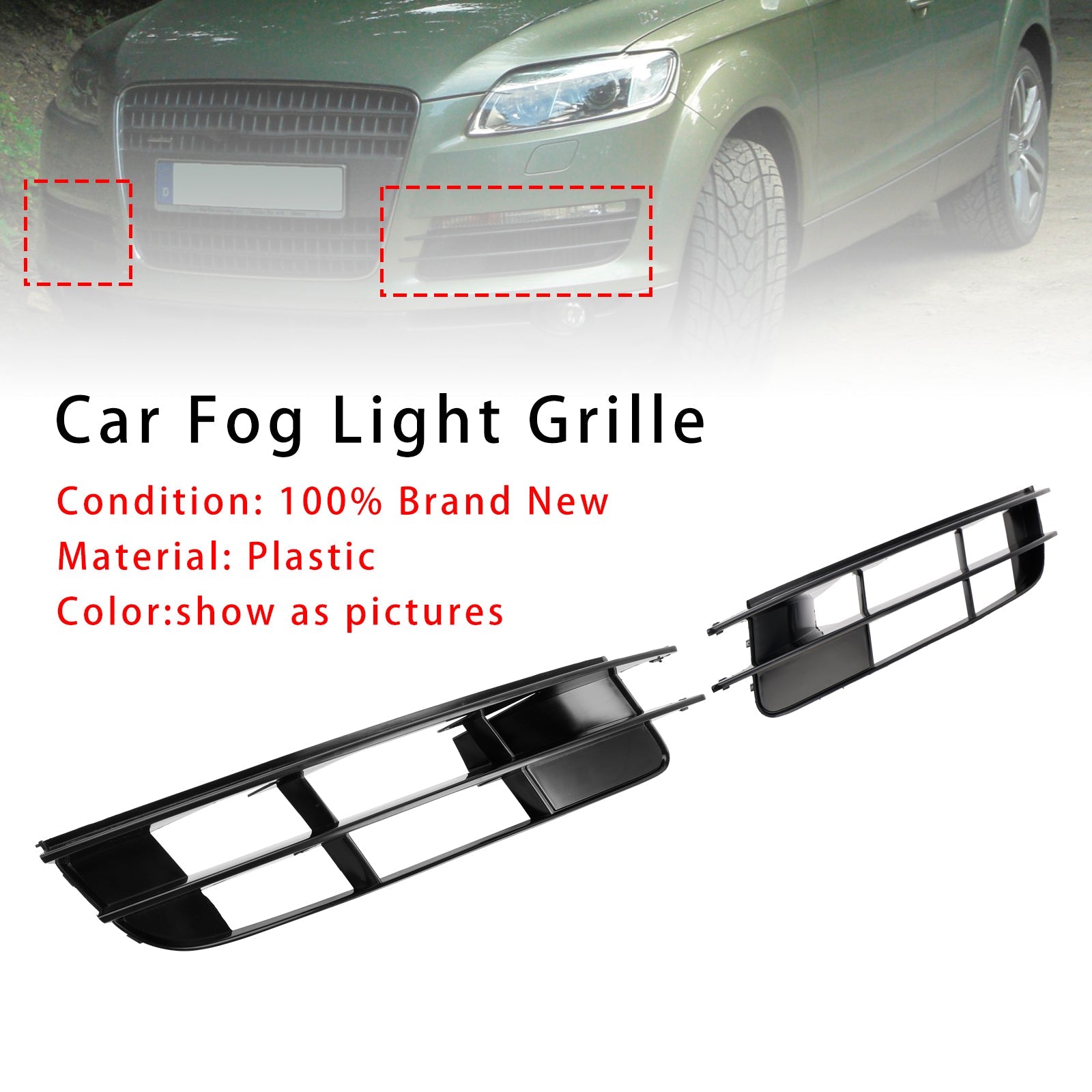 2007-2009 Audi Q7 1 Pair Front Bumper Fog Light Grill Cover Bezel 4L0807681