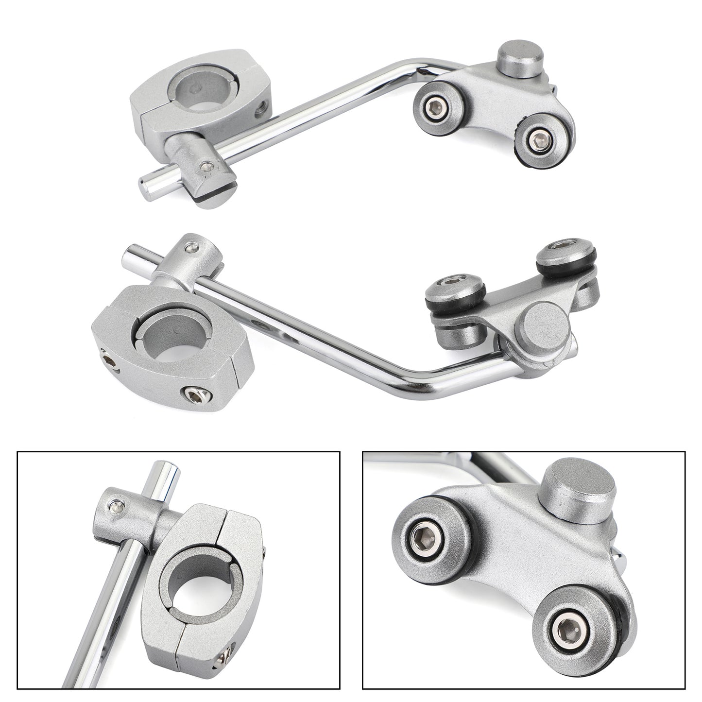 Universal 7/8" 22mm Standard Handlebar Windshield Bracket Mount Clamp Silver