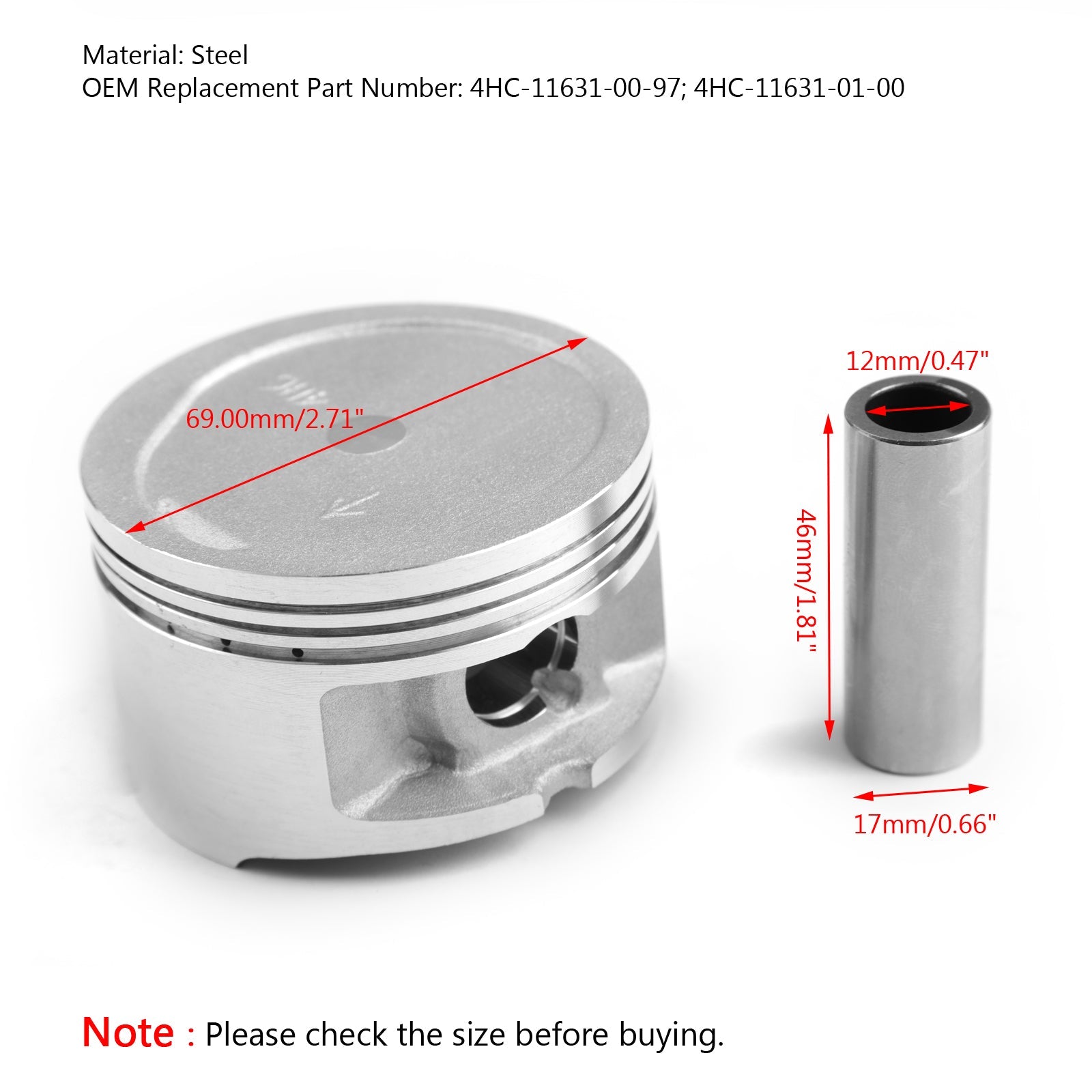 Size For Piston Bore STD S65 47.00mm CT70 Kit HONDA CRF70F 70CC H C70 XR70R Ring