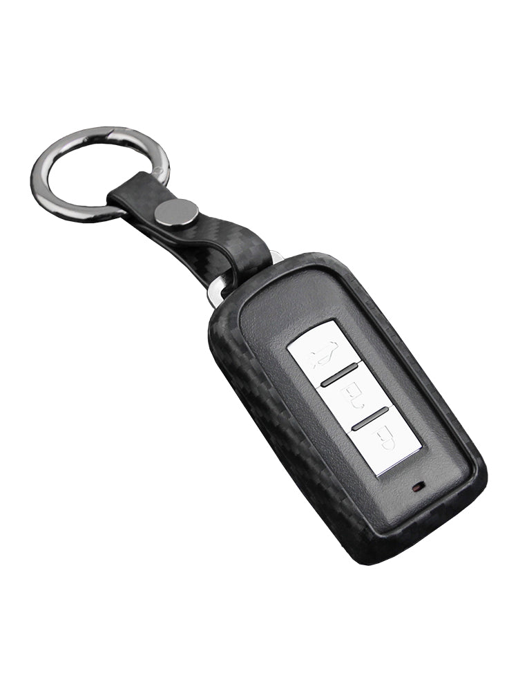 Leather Silicone Car Key Case Cover With Buckle For Mitsubishi