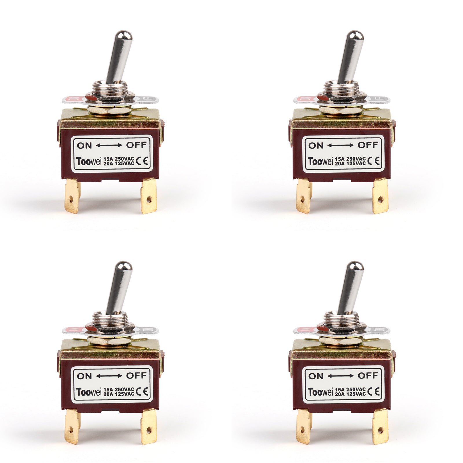 1Pcs 2 Terminal 4Pin ON-OFF 15A 250V Toggle Switch Boot DPST Industrial Grade