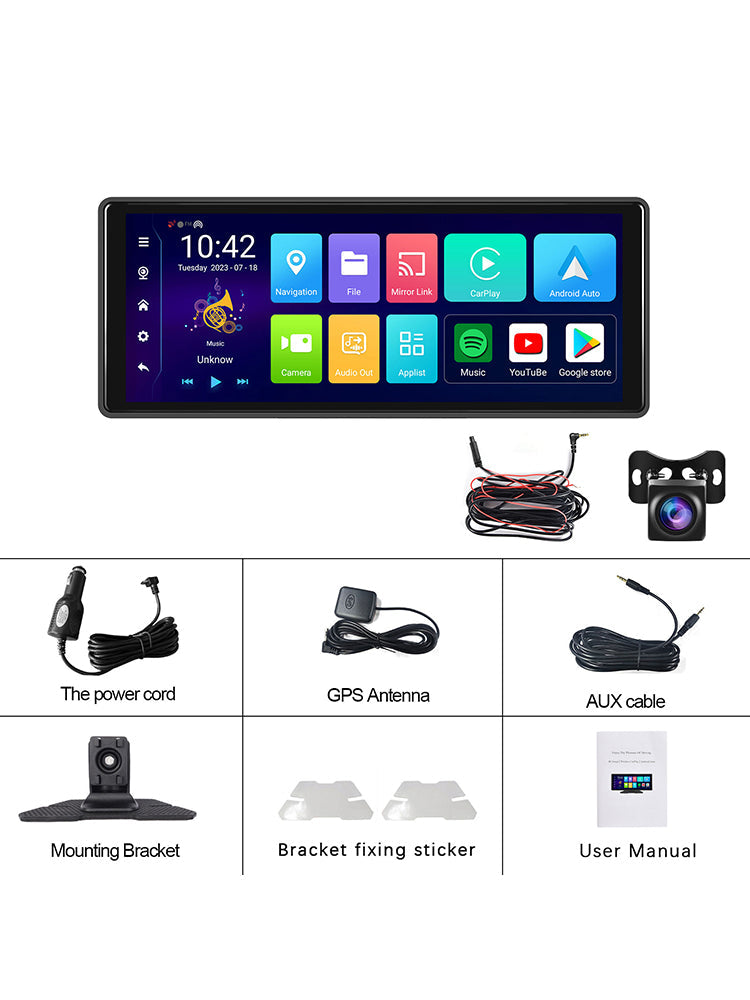 10.77"Bluetooth Car Navigation Carplay HD Large Touch Screen Recorder AHD Camera
