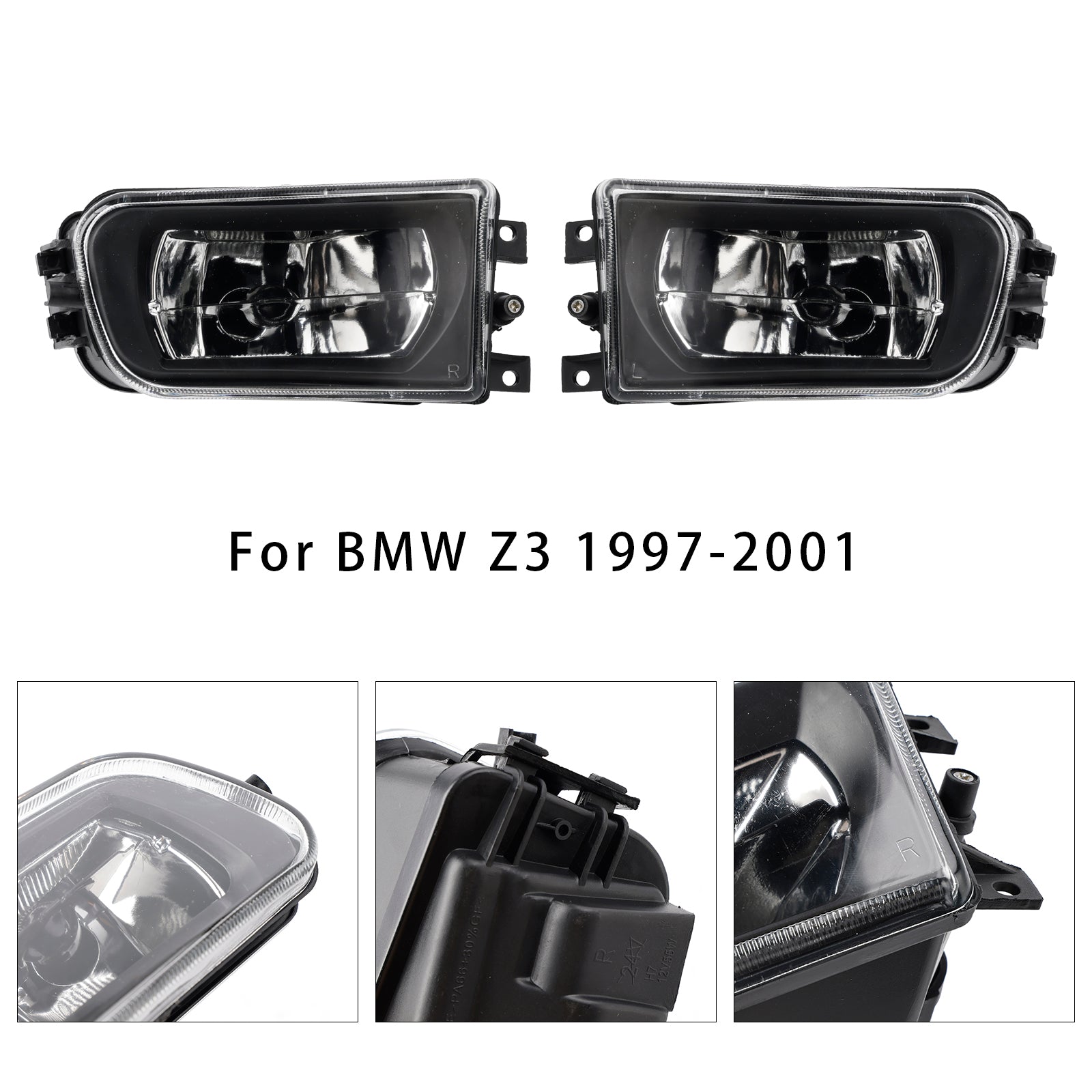 1997-2001 BMW Z3 Pair Front Bumper Fog Light Lamp Housing Shell 63178360575 63178381977