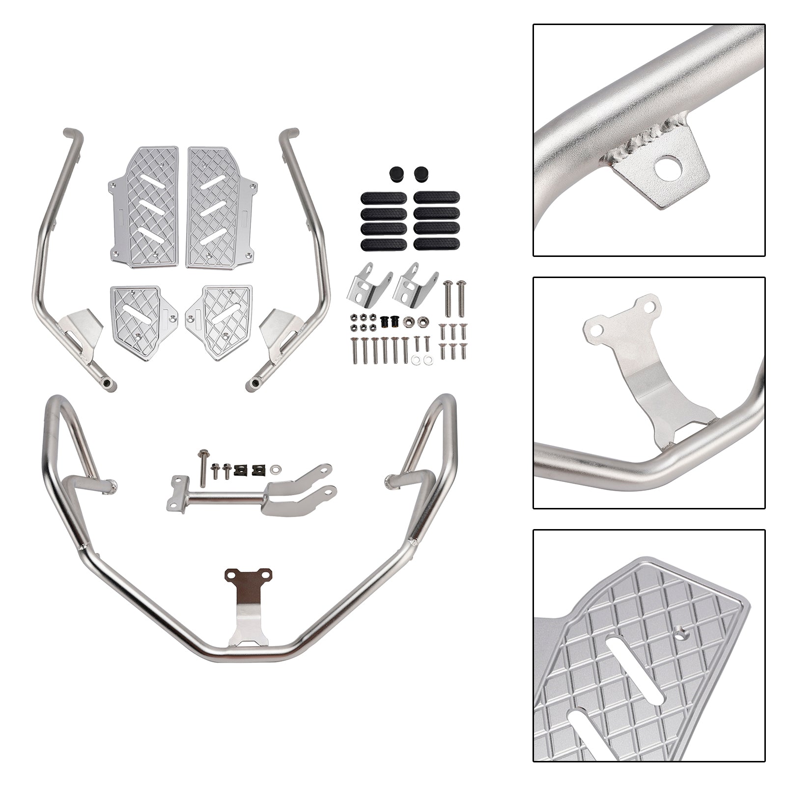 2022-2025 Honda Adv350 Upper Lower Kit Engine Guard Frame Crash Bar Silver