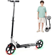 Foldable Commuter Kick Scooter For Adults and Teens With 8" Large solid pu luminous tire Dual Safety Brakes Anti-Slip Deck Commute Kick Scooter