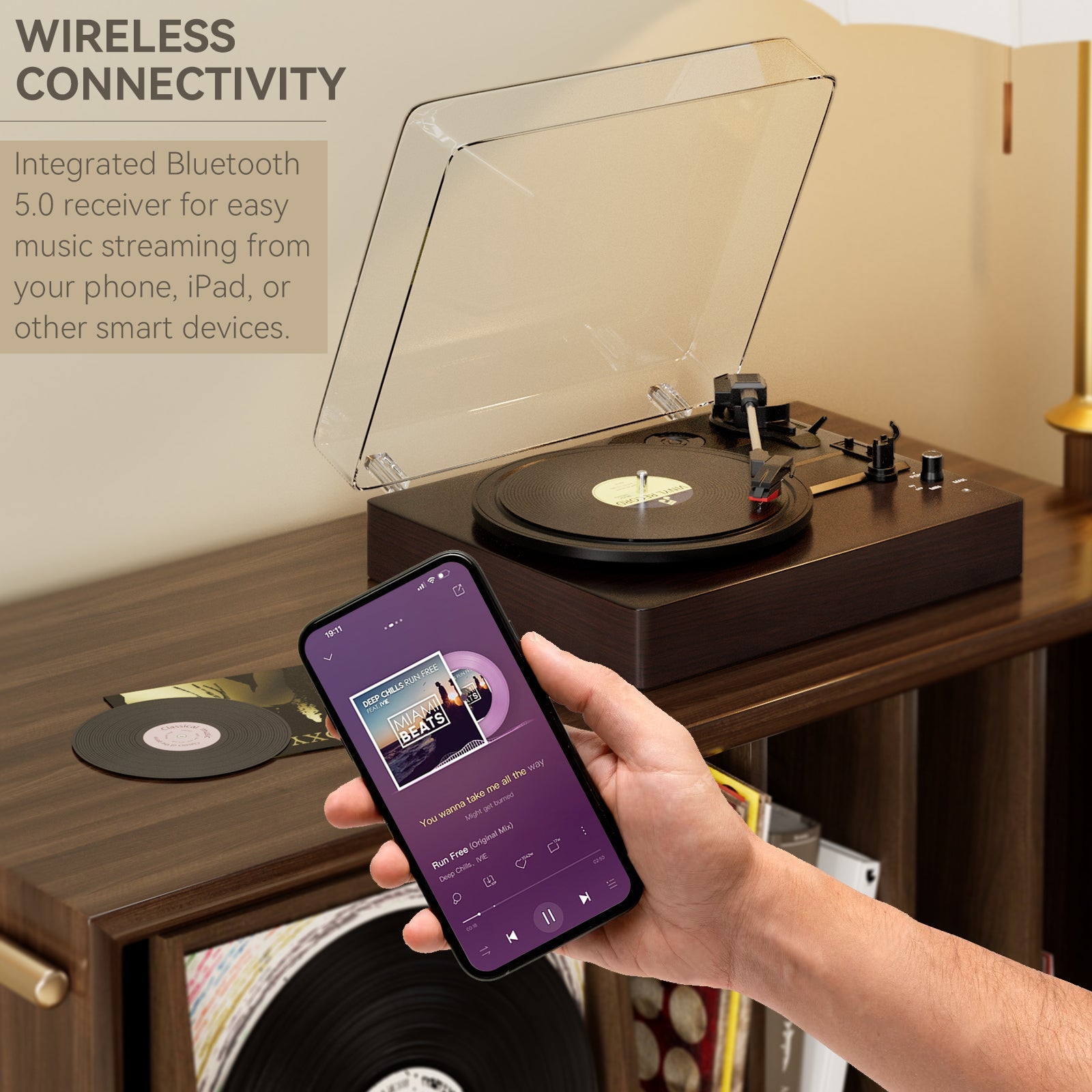 3-Speed Split Bluetooth Vinyl Record Player Retro Speaker Ornaments Living Room