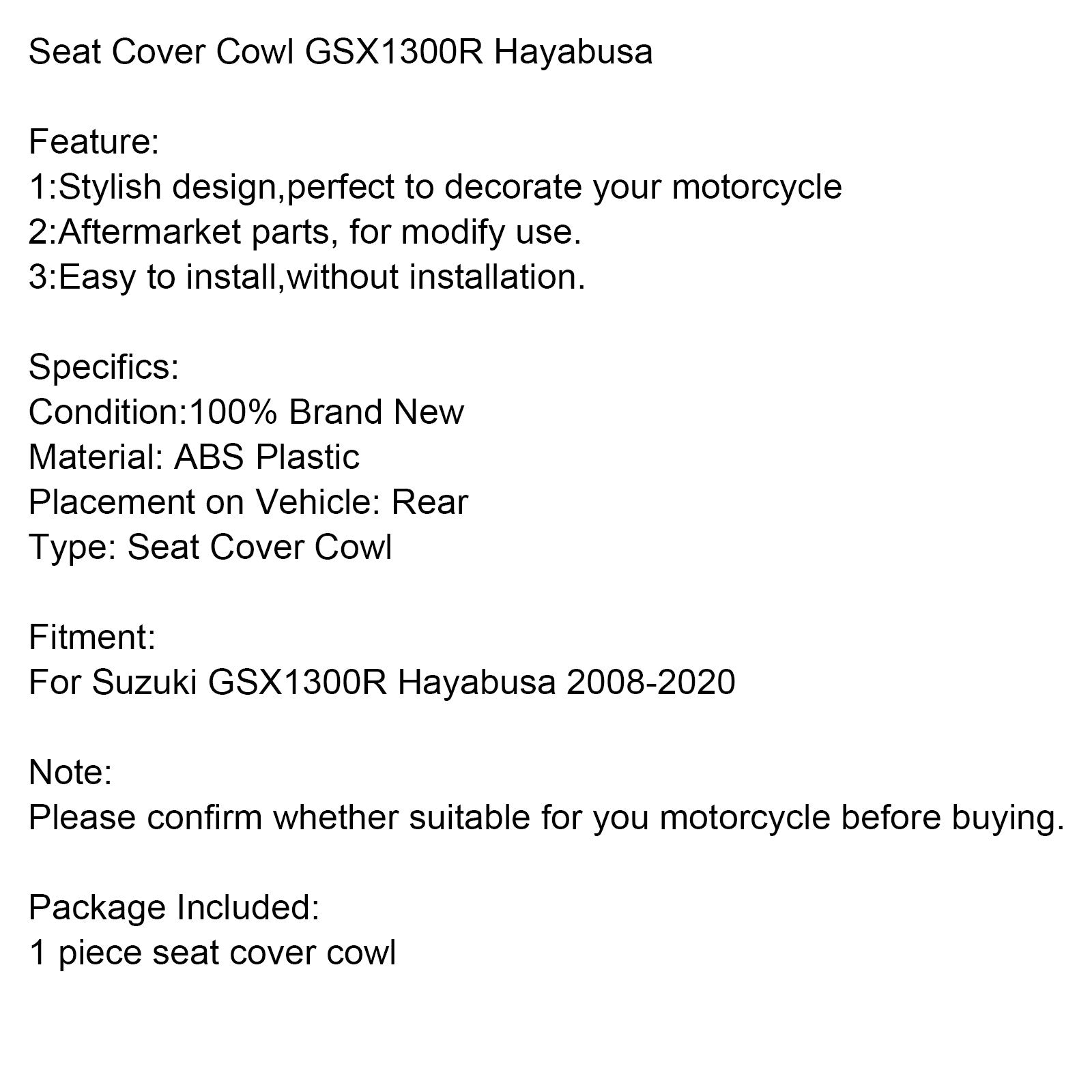 2008-2020 Suzuki GSX1300R GSX-R1300 Hayabusa Rear Seat Fairing Cover