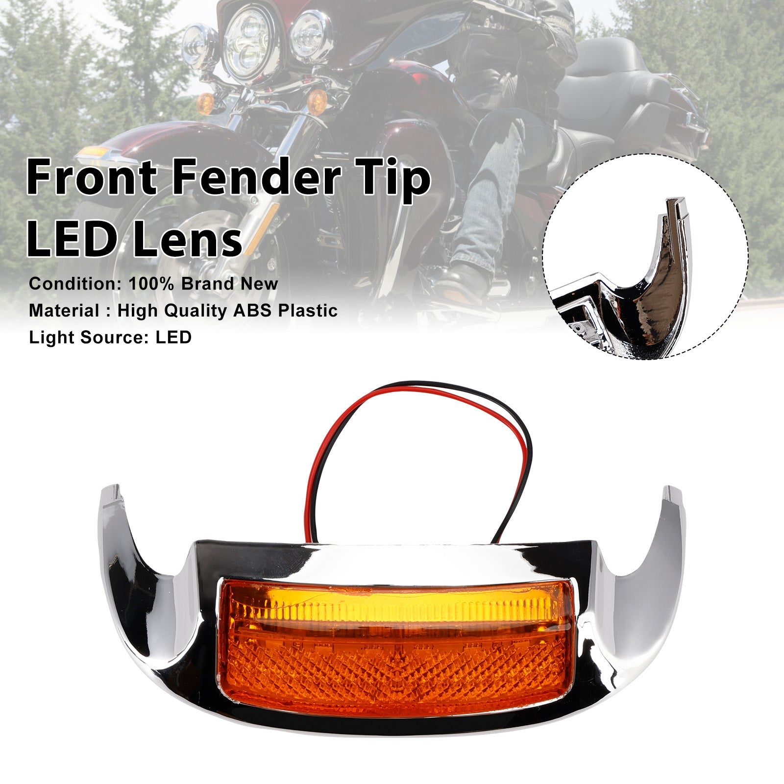 Front Fender Tip LED Lens Fit For Electra Glide Ultra Limited Low 2014-2023