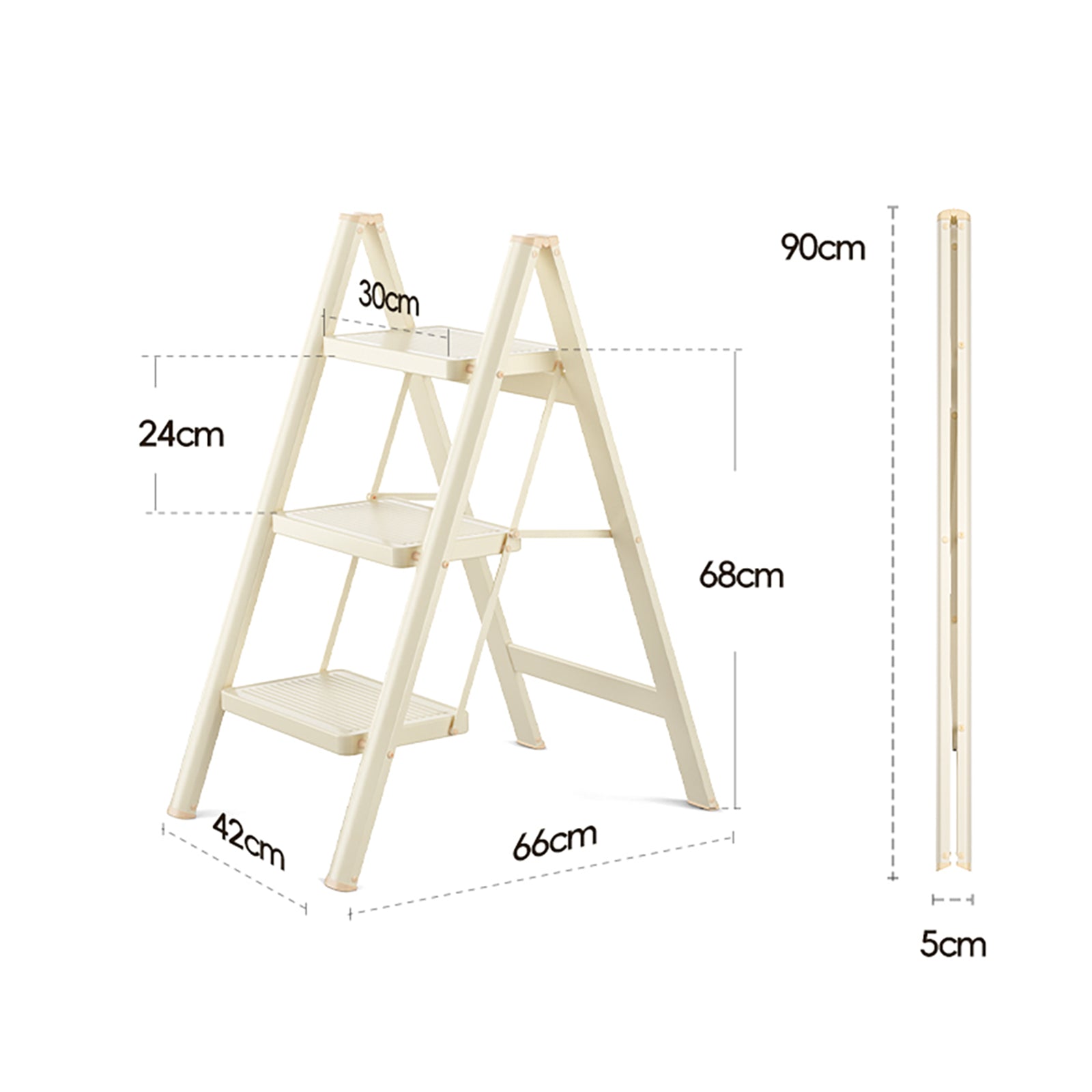 Lightweight 3 Step Ladder, Foldable & Portable, 330.7 lbs Capacity, for Home Use